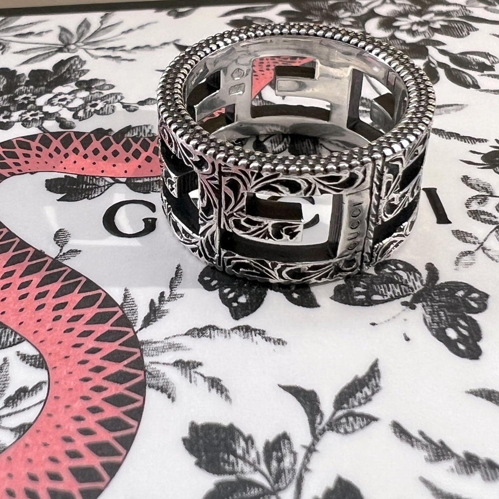 Gucci Square G Silver Ring - size 11 / 5 3/4